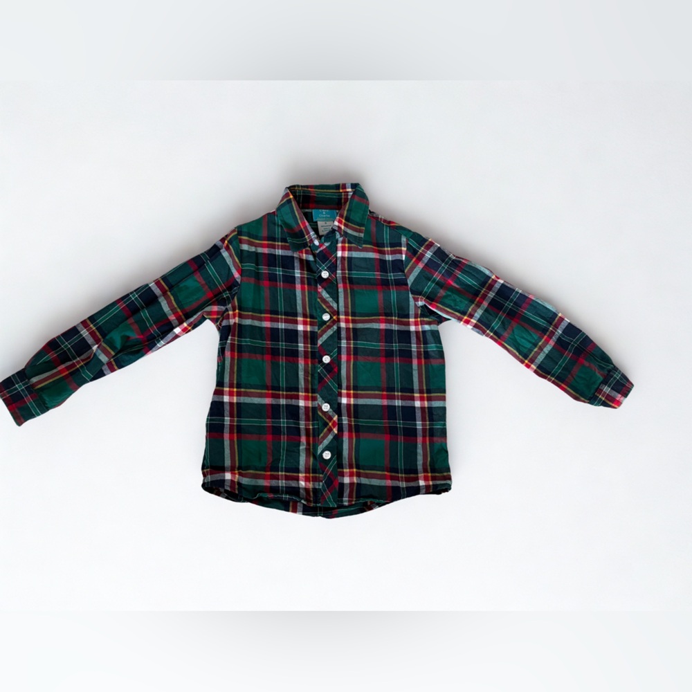 Claire & Charlie — Plaid Kids Shirt Green and Red